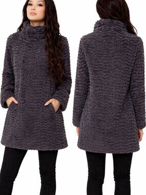 Patagonia Pelage Fleece Faux Fur Jacket Gray Plush Coat Size M